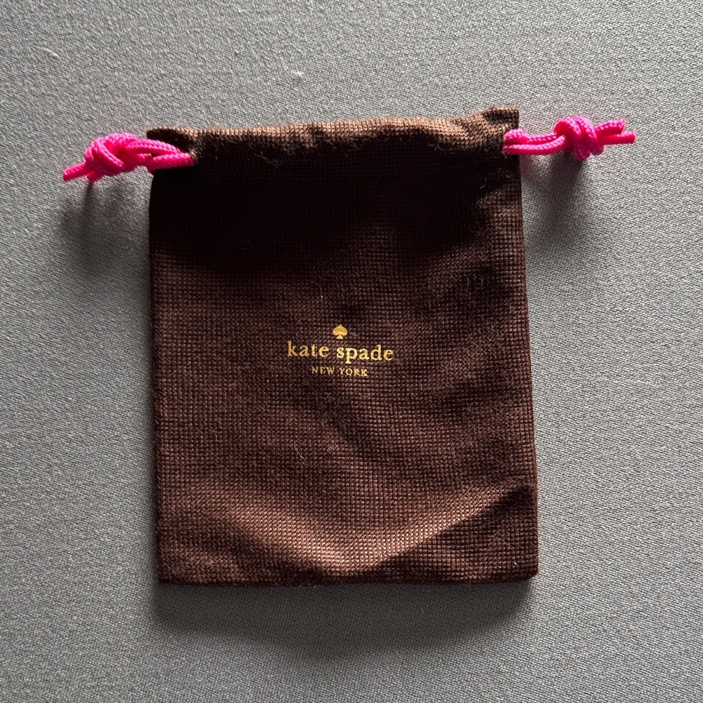 Kate Spade Kids Brown Pouch with Pink Drawstrings